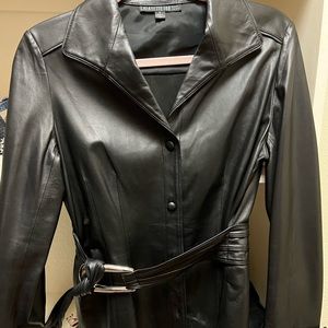 Lafayette 148 Black Leather Blouse